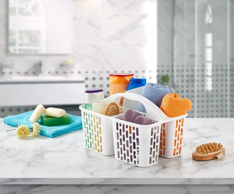 ORGANiZERS Organizer With Handle-Plastic Shower Caddy Basket With Compartments, Portable Divided Cleaning Supply Storage Organizer, Refrigerator Organizer - Image 2